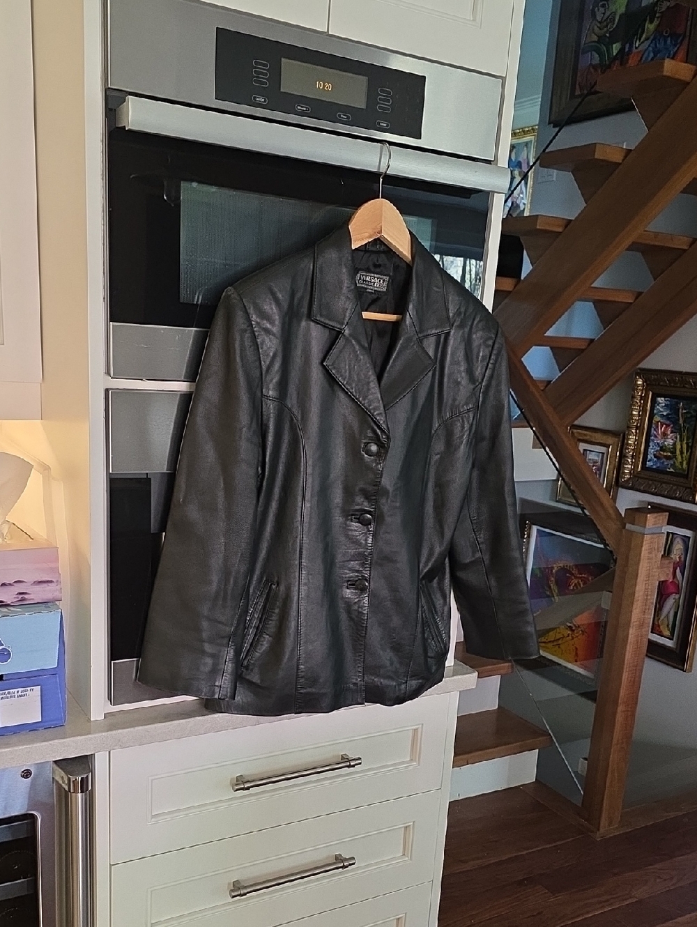 Versace Collection Black Leather Women's Blazer Jacket